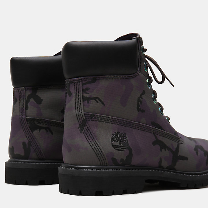 6 Inch Iridescent Premium Boot voor Dames in zwart camouflage-