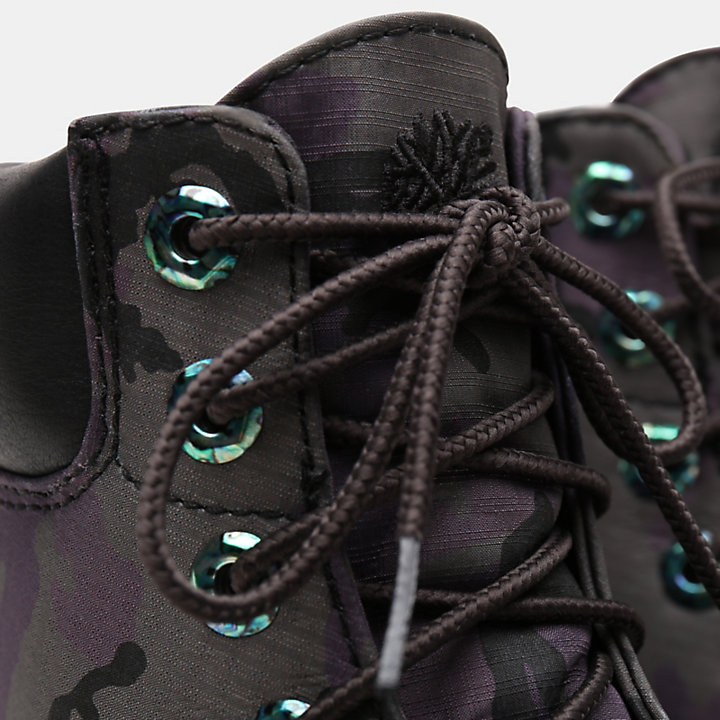 6 Inch Iridescent Premium Boot voor Dames in zwart camouflage-