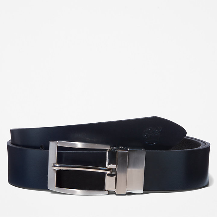 Reversible Leather Belt for Men in Navy-