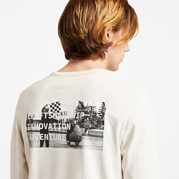 T-shirt à manches longues Moto Guzzi x Timberland® pour homme en blanc-