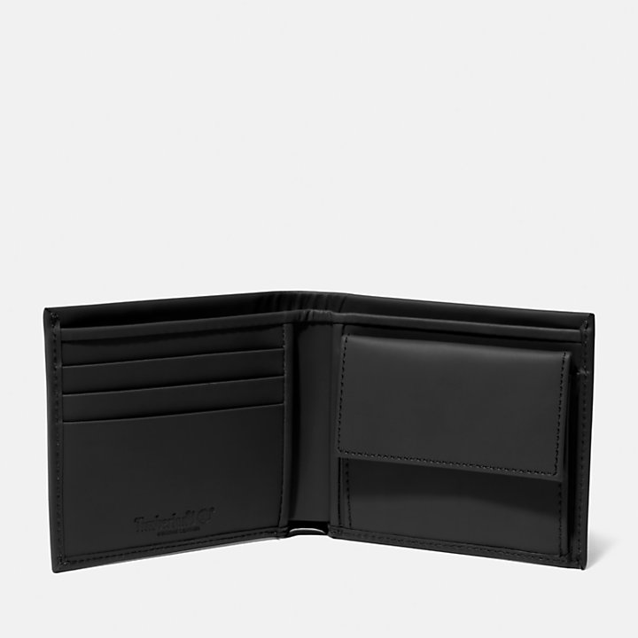 Portefeuille en cuir Flatiron avec poche à monnaie pour homme en noir-