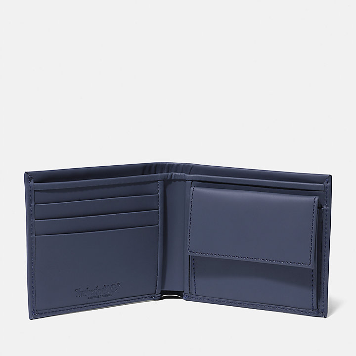 Flatiron Brieftasche mit Münzfach aus Leder für Herren in Navyblau