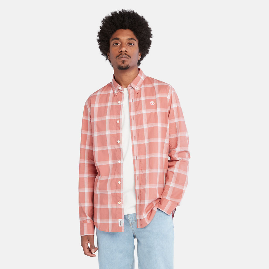 Timberland Eastham River Check Shirt For Men In Maroon Red