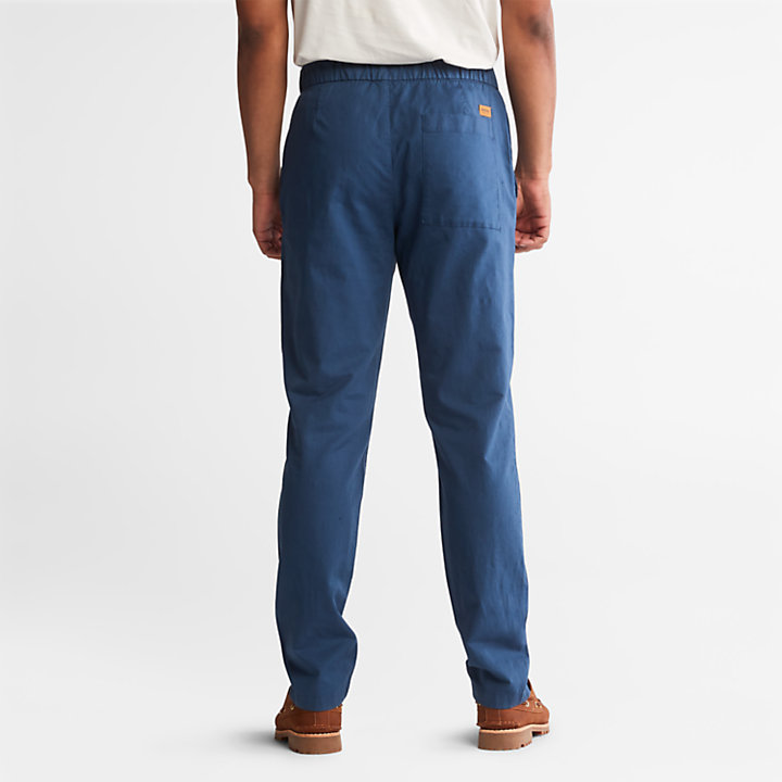 Pantalon de jogging en coton et lin pour homme en bleu-