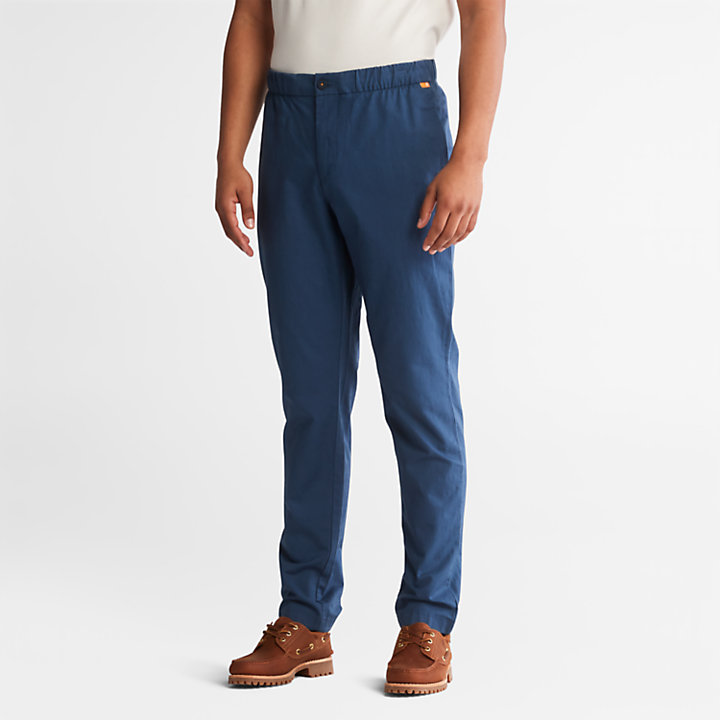 Cotton and Linen-Blend Joggers for Men in Blue-