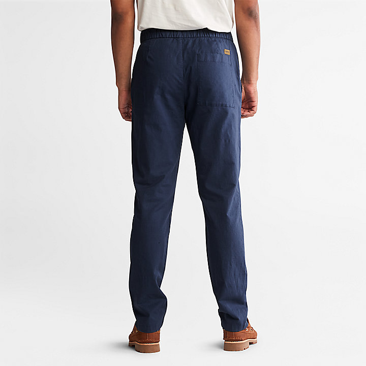 Pantalon de jogging en coton et lin pour homme en bleu marine