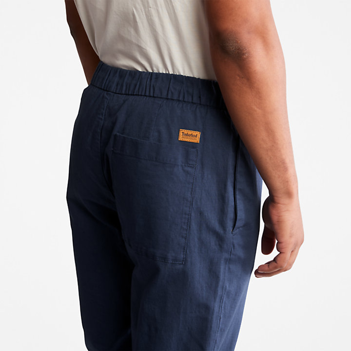 Cotton and Linen-Blend Joggers for Men in Navy-