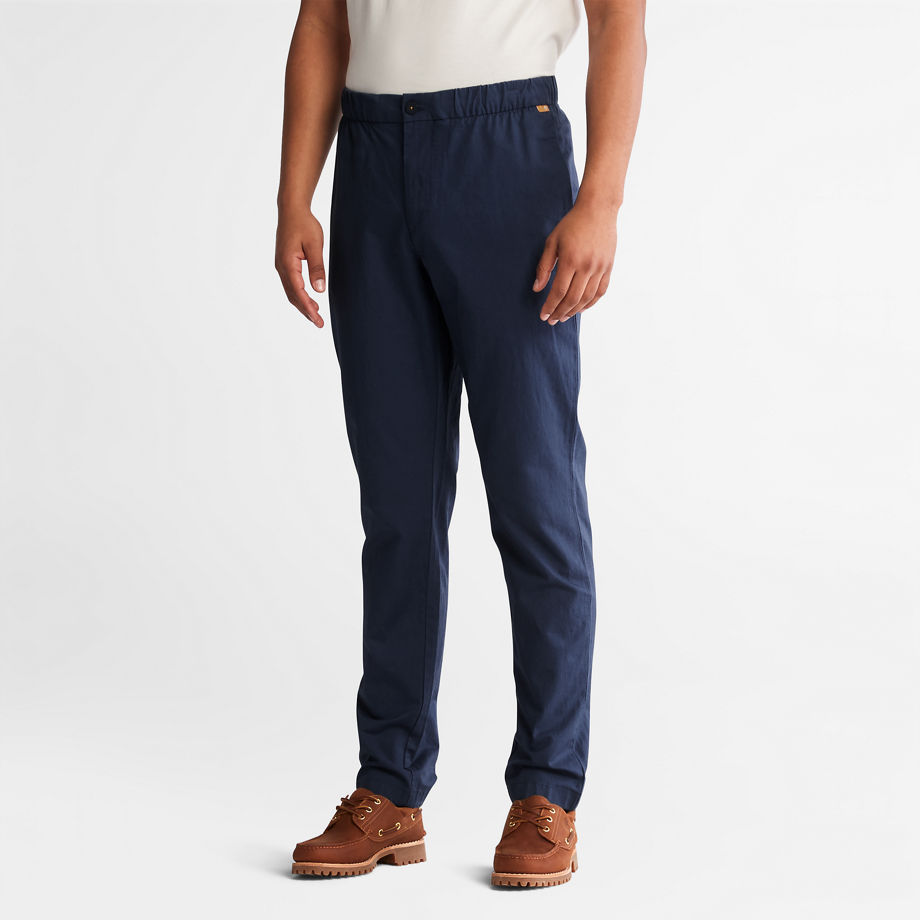 Timberland Cotton And Linen-blend Joggers For Men In Navy Navy, Size 32 x 32