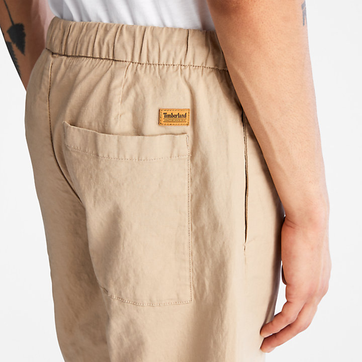 Cotton and Linen-Blend Shorts for Men in Beige-