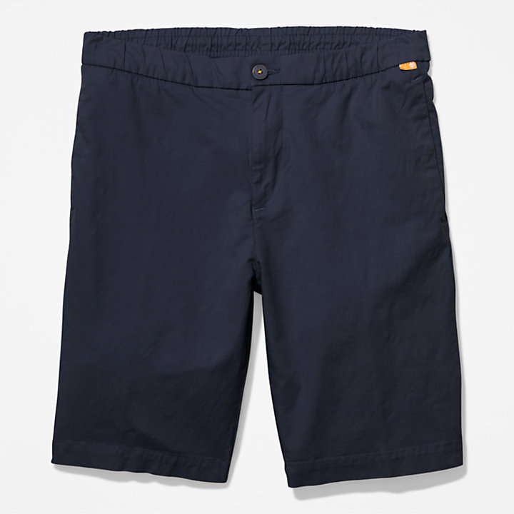 Pantalones Cortos en Mezcla de Algodón y Lino para Hombre en azul marino-