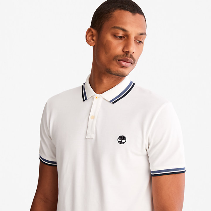 Millers River Tipped Polo Shirt for Men in White-