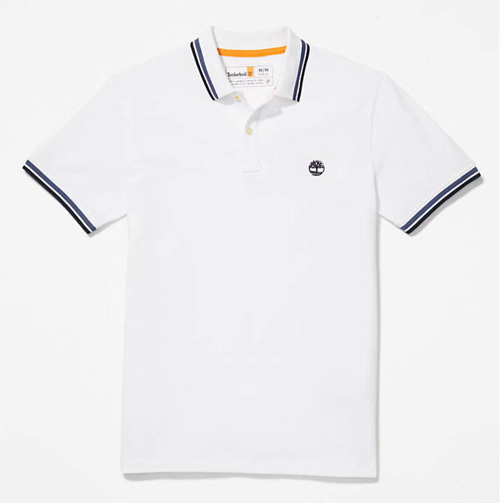 Millers River Tipped Polo Shirt for Men in White-