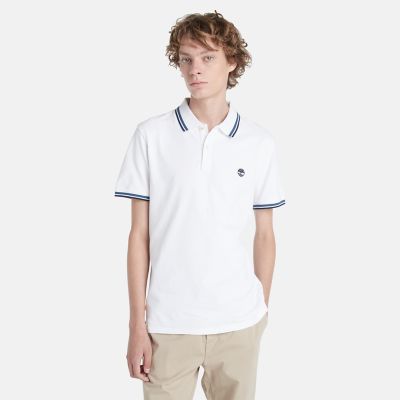 Timberland Millers River Tipped Poloshirt Voor Heren In Wit Wit