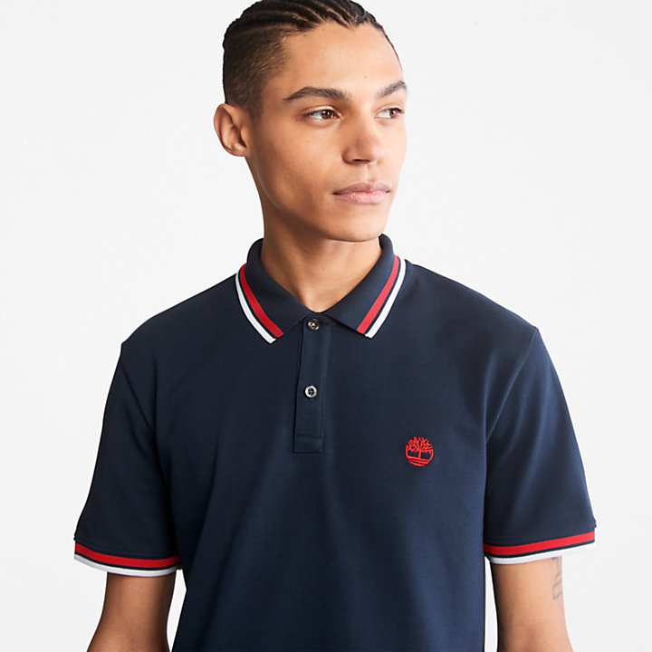 Millers River Tipped Polo Shirt for Men in Navy-