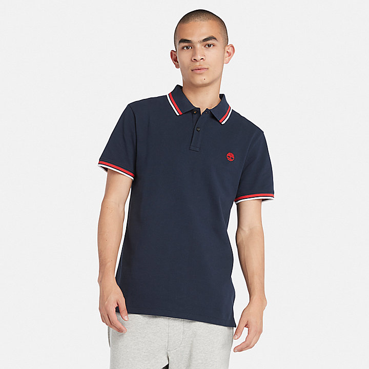 Millers River Tipped Polo Shirt for Men in Navy