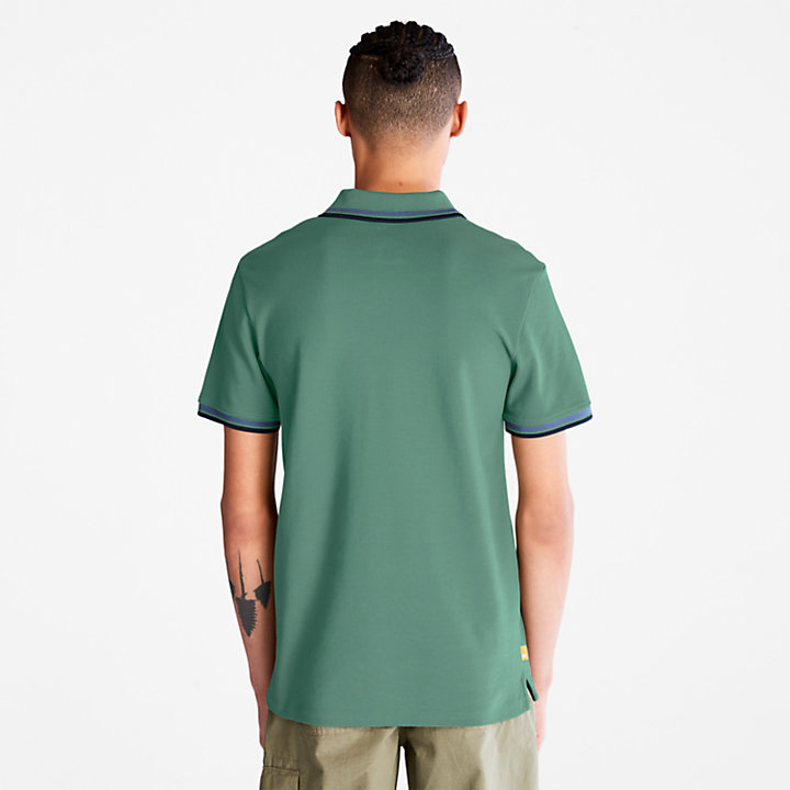 Millers River Tipped Polo Shirt for Men in Green-