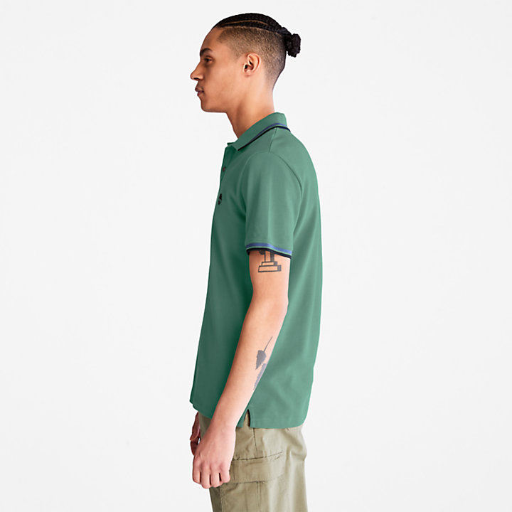 Millers River Tipped Polo Shirt for Men in Green-