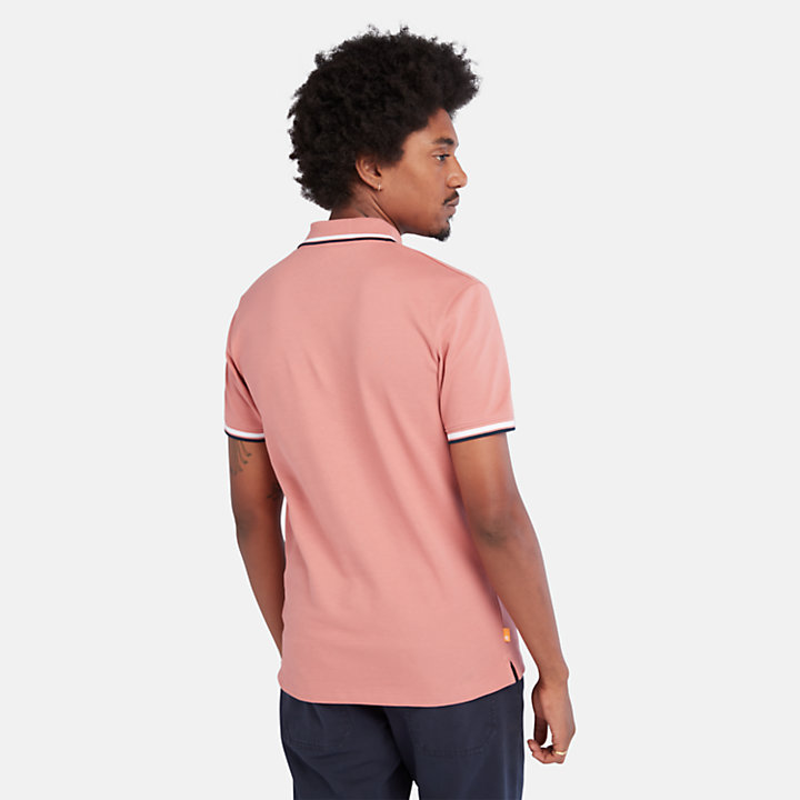 Millers River Tipped Polo Shirt for Men in Pink-