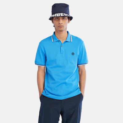 Timberland Millers River Tipped Polo Shirt For Men In Blue Blue