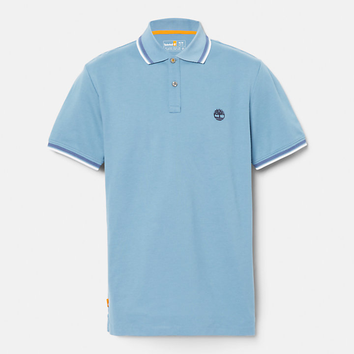 Millers River Tipped Polo Shirt for Men in Light Blue-