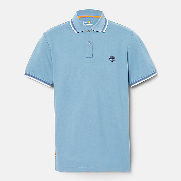 Millers River Tipped Polo Shirt for Men in Light Blue