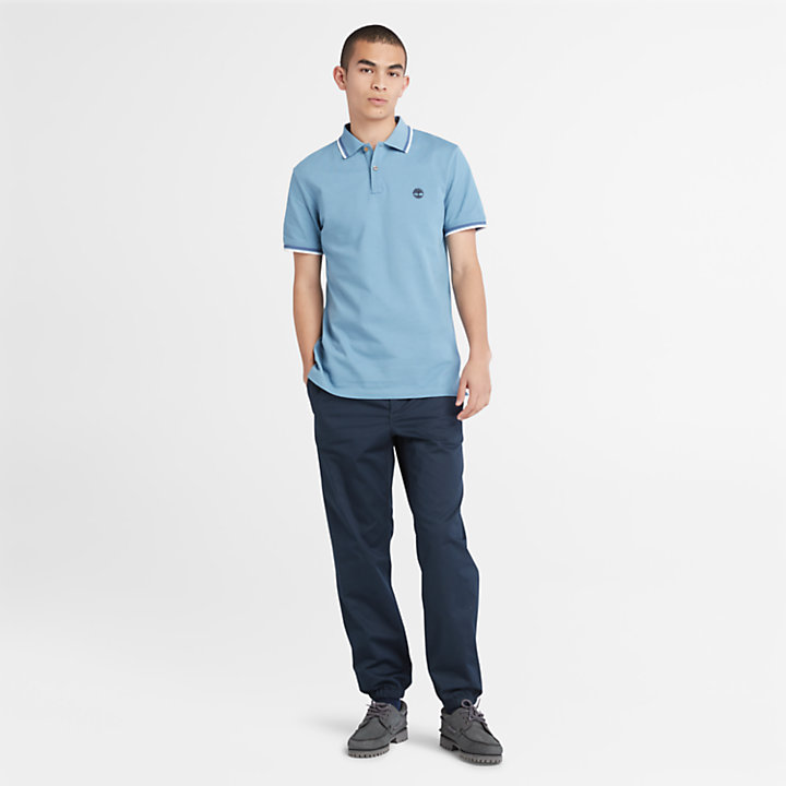 Millers River Tipped Polo Shirt for Men in Blue-
