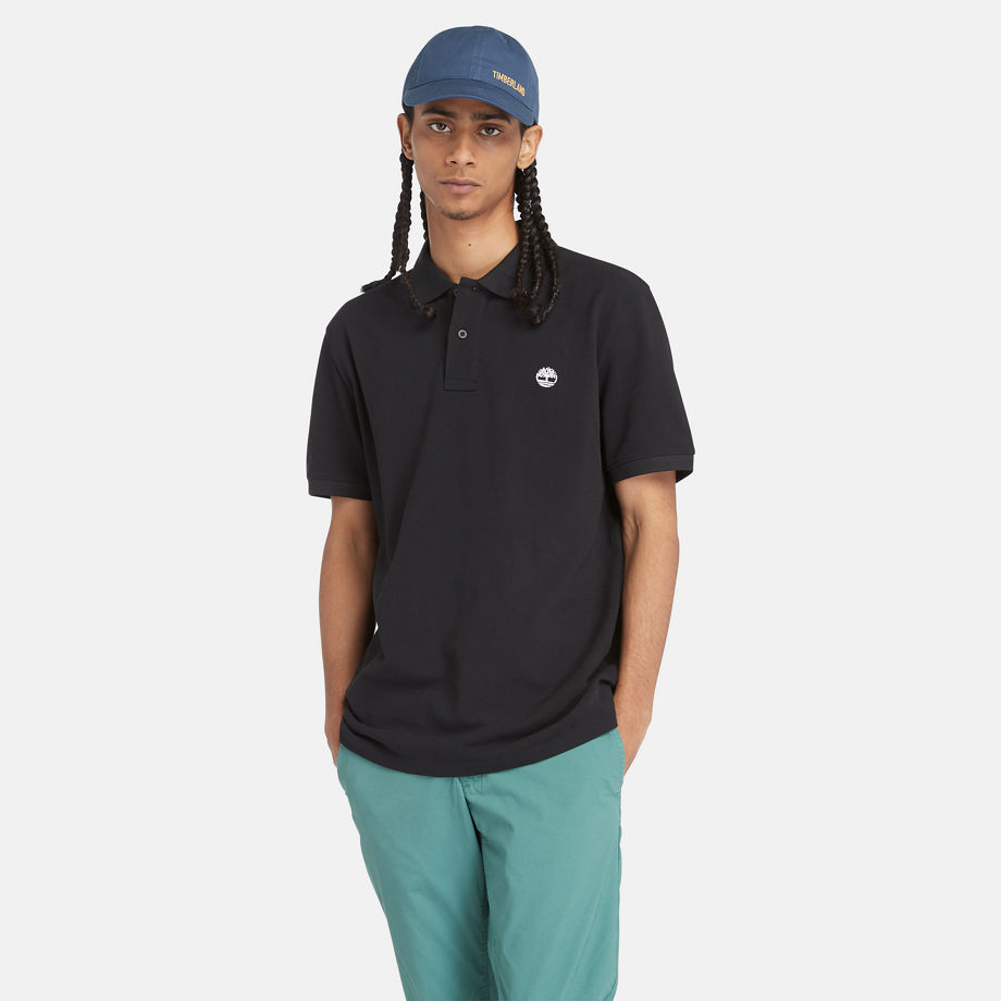 Timberland Millers River Pique Polo Shirt For Men In Black Black