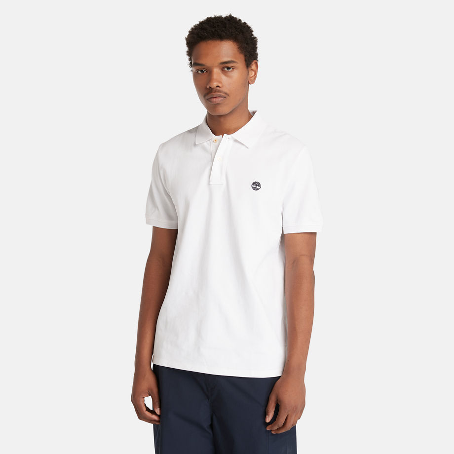 Timberland Millers River Pique Polo Shirt For Men In White White, Size XL