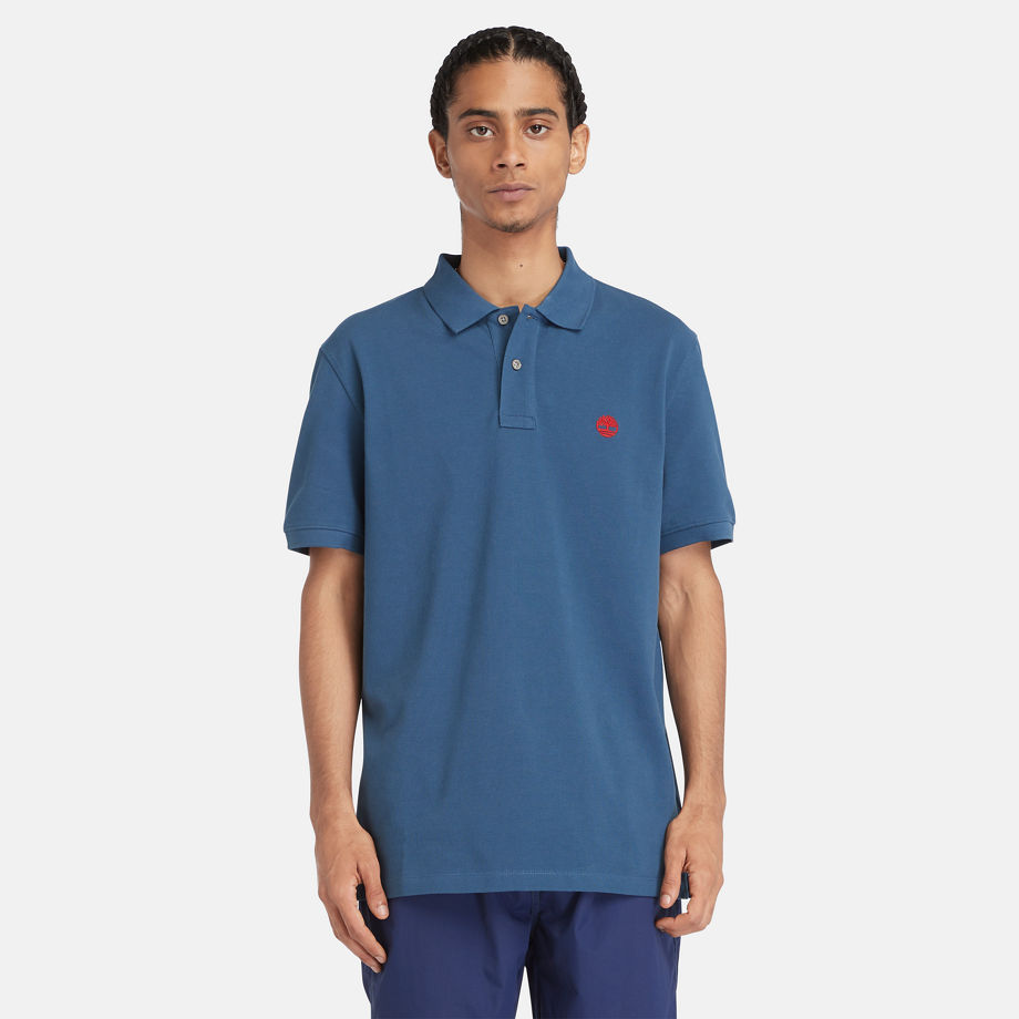 Timberland Millers River Pique Polo Shirt For Men In Blue Blue, Size XL