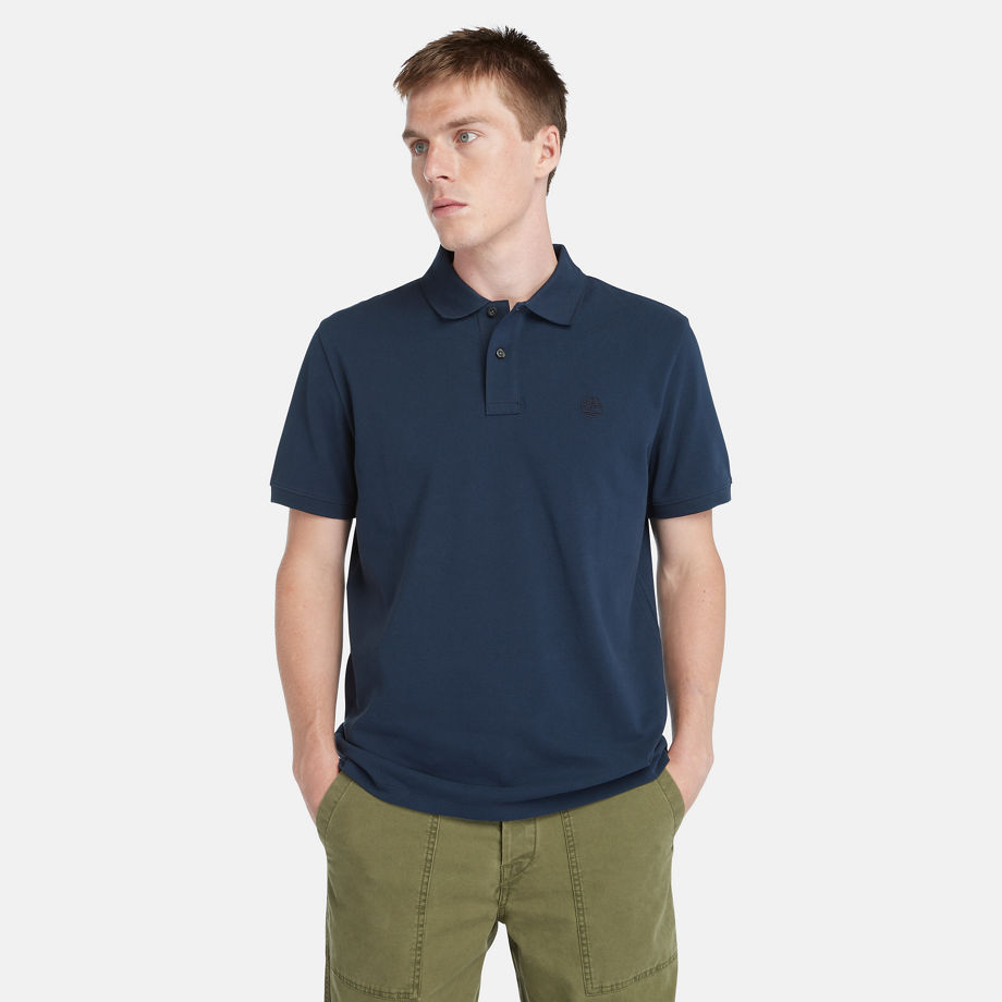 Timberland Millers River Pique Polo Shirt For Men In Navy Navy