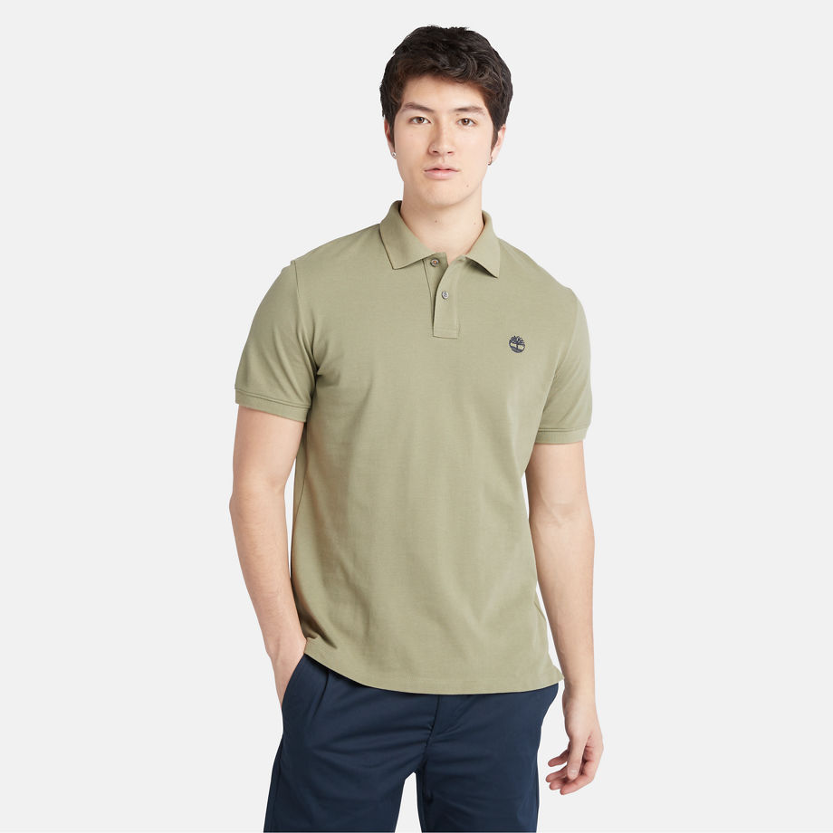 Timberland Millers River Piqu Polo Shirt For Men In Light Green Green, Size XXL