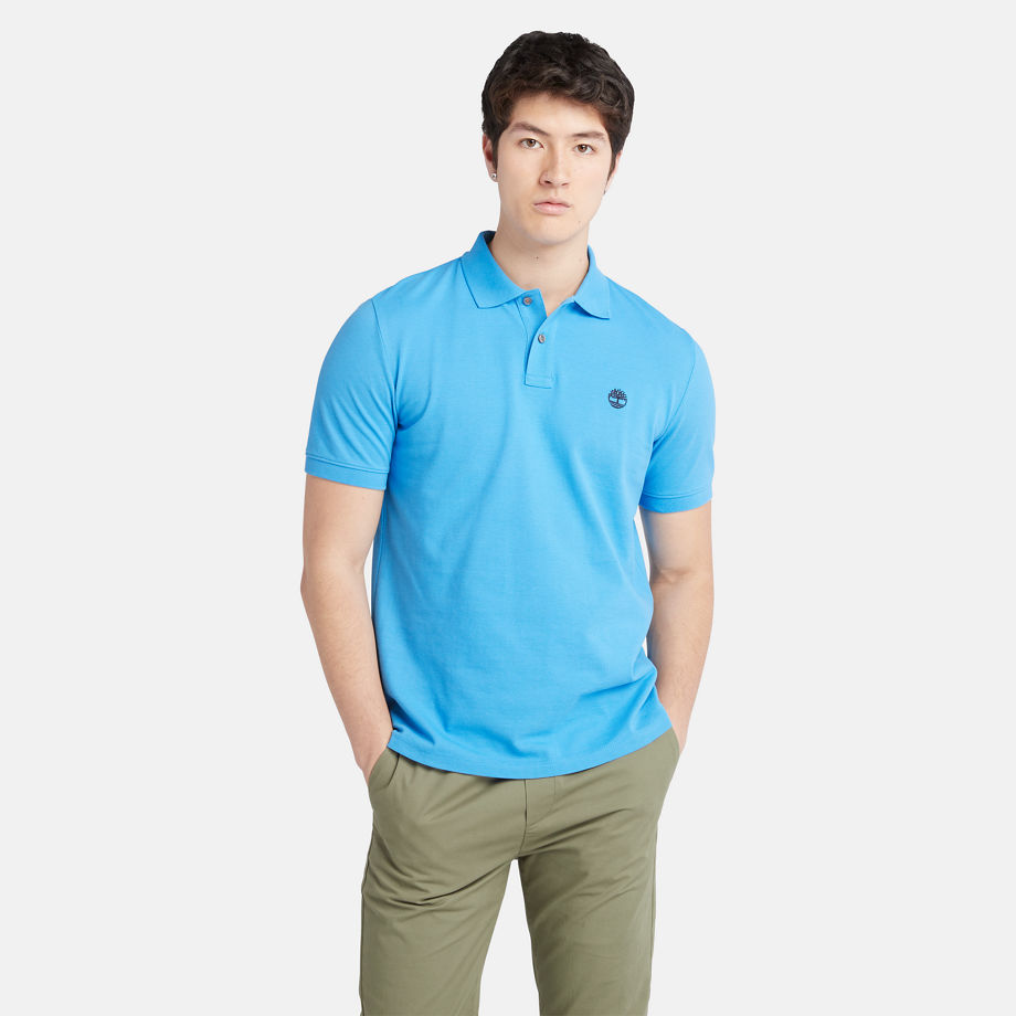 Timberland Millers River Pique Polo Shirt For Men In Blue Blue, Size L