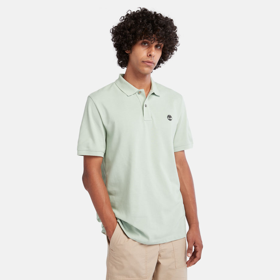 Timberland Millers River Pique Polo Shirt For Men In Light Green Light Green, Size M