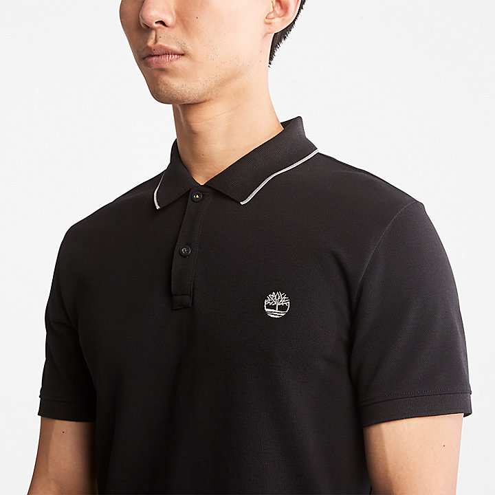 Millers River Pique Polo Shirt for Men in Black