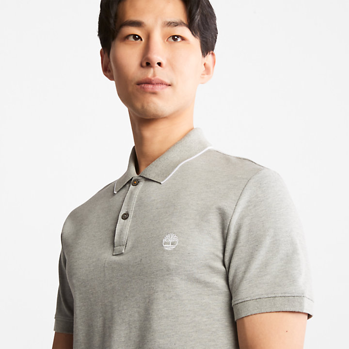 Millers River Print-Collar Polo Shirt for Men in Grey-