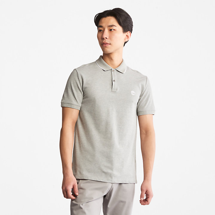 Millers River Print-Collar Polo Shirt for Men in Grey-