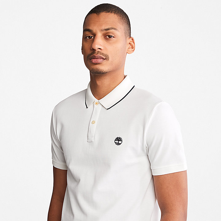 Millers River Printed Neck Polo Shirt for Men in White