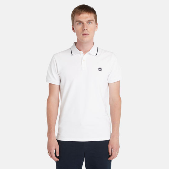 Millers River Printed Neck Polo Shirt for Men in White | Timberland