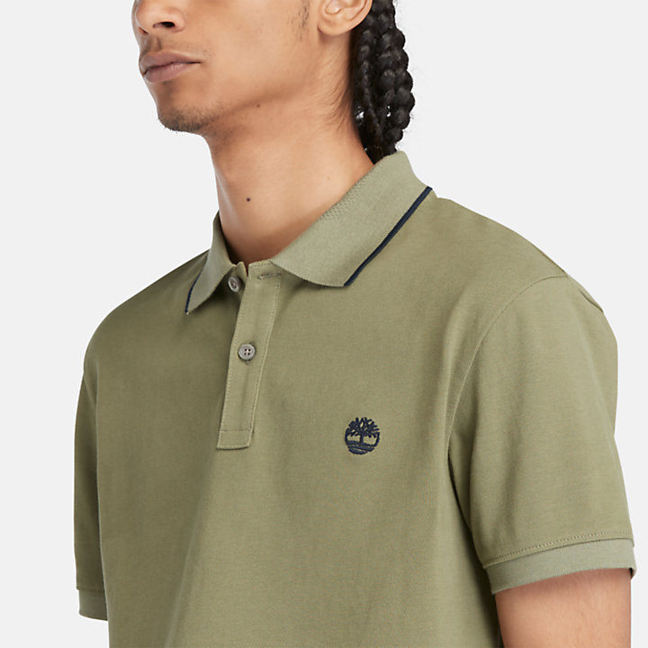 Millers River Printed Neck Polo Shirt for Men in Green-