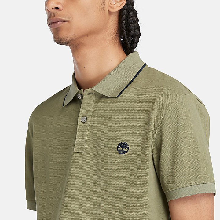 Millers River Printed Neck Polo Shirt for Men in Green