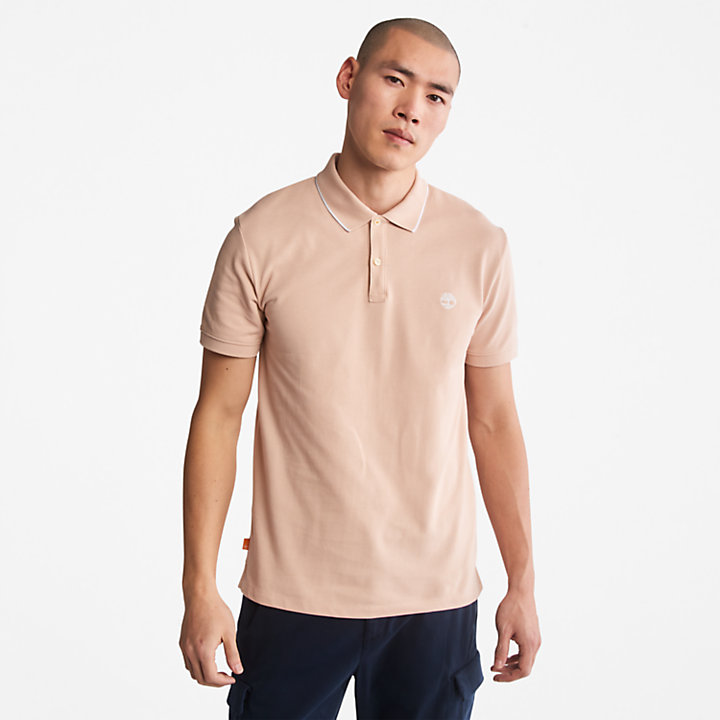 Millers River Print-Collar Polo Shirt for Men in Light Pink-