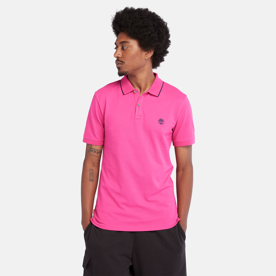 Timberland Millers River Pique Polo Shirt For Men In Pink Pink
