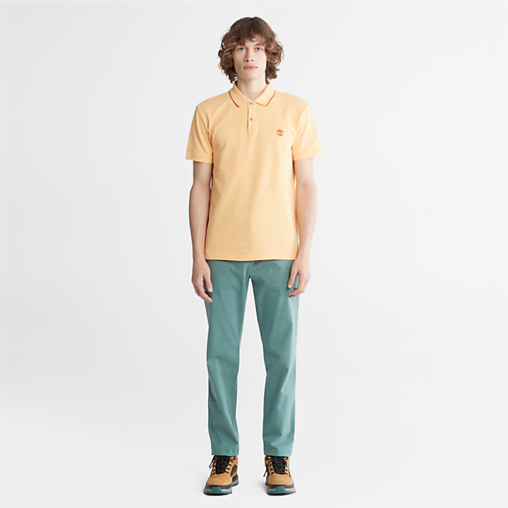 Millers River Print-Collar Polo Shirt for Men in Yellow-