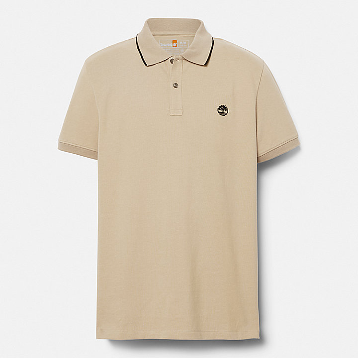 Millers River Printed Neck Polo Shirt for Men in Beige