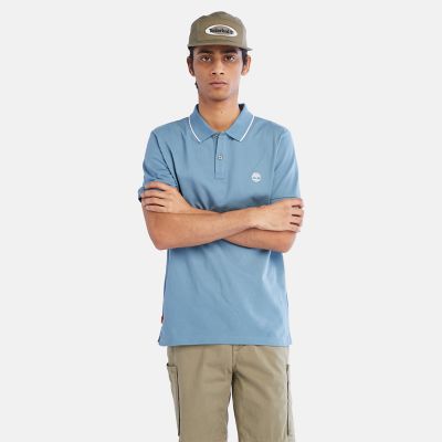 Timberland Millers River Pique Polo Shirt For Men In Blue Blue
