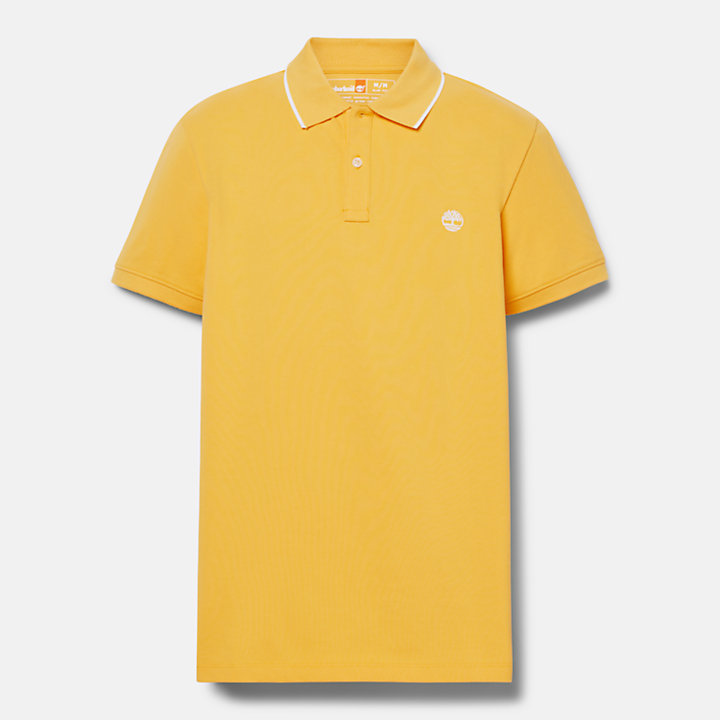 Millers River Printed Neck Polo Shirt for Men in Light Yellow-