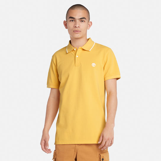 Millers River Printed Neck Polo Shirt for Men in Light Yellow | Timberland