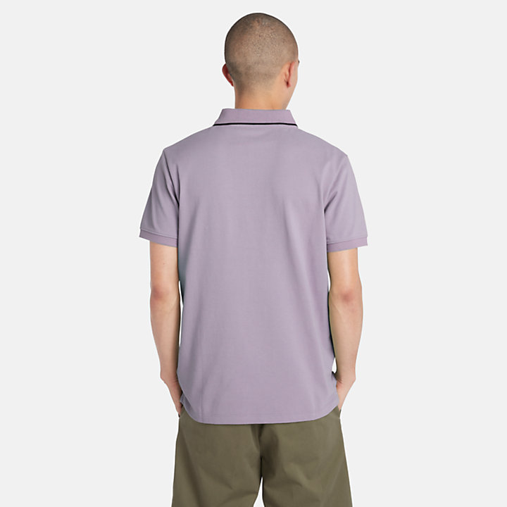 Millers River Printed Neck Polo Shirt for Men in Purple-