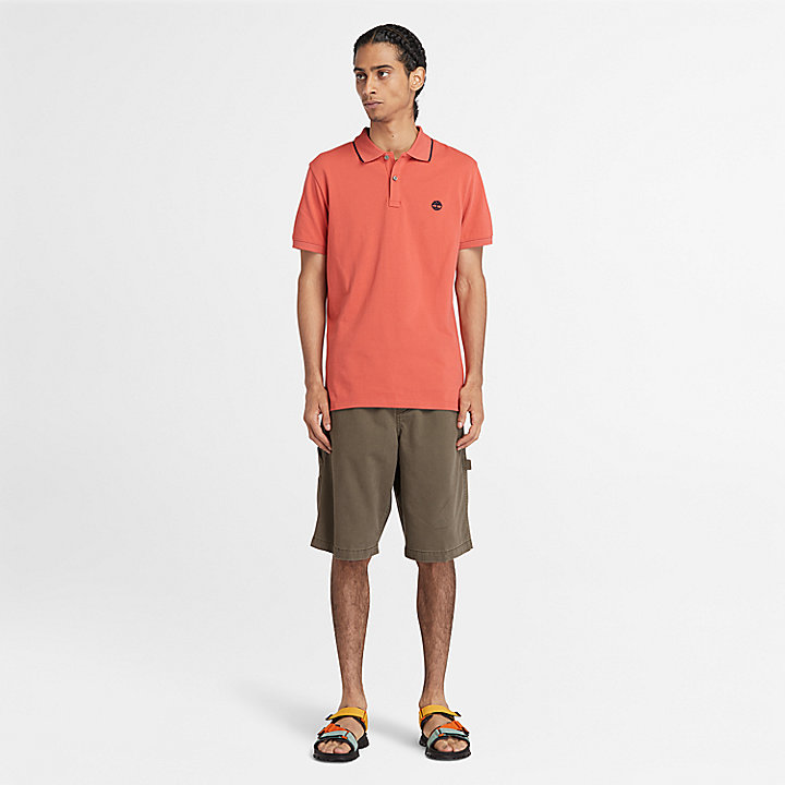 Millers River Printed Neck Polo Shirt for Men in Orange
