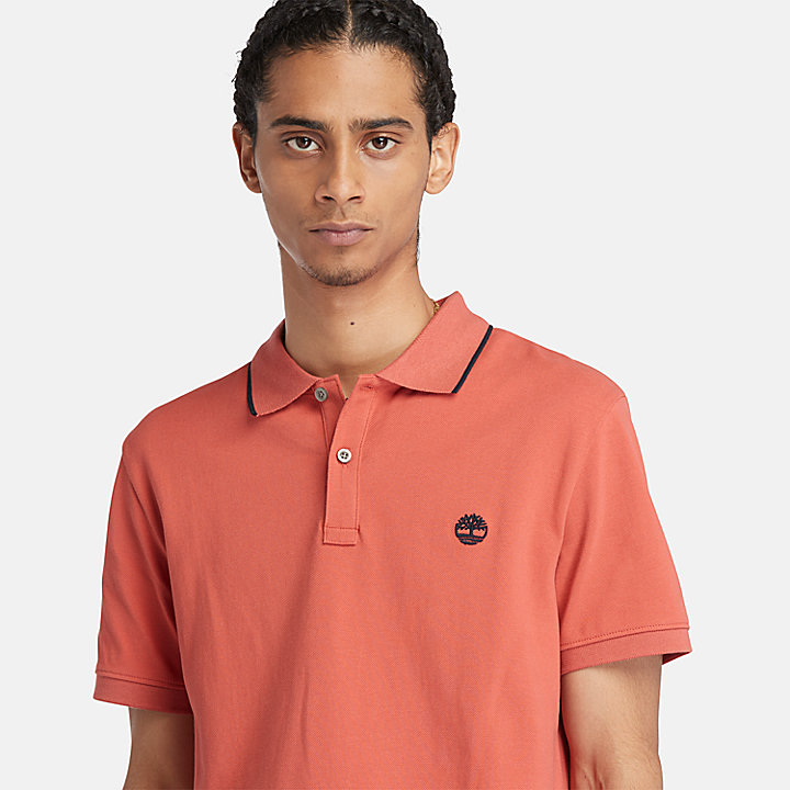 Millers River Printed Neck Polo Shirt for Men in Orange